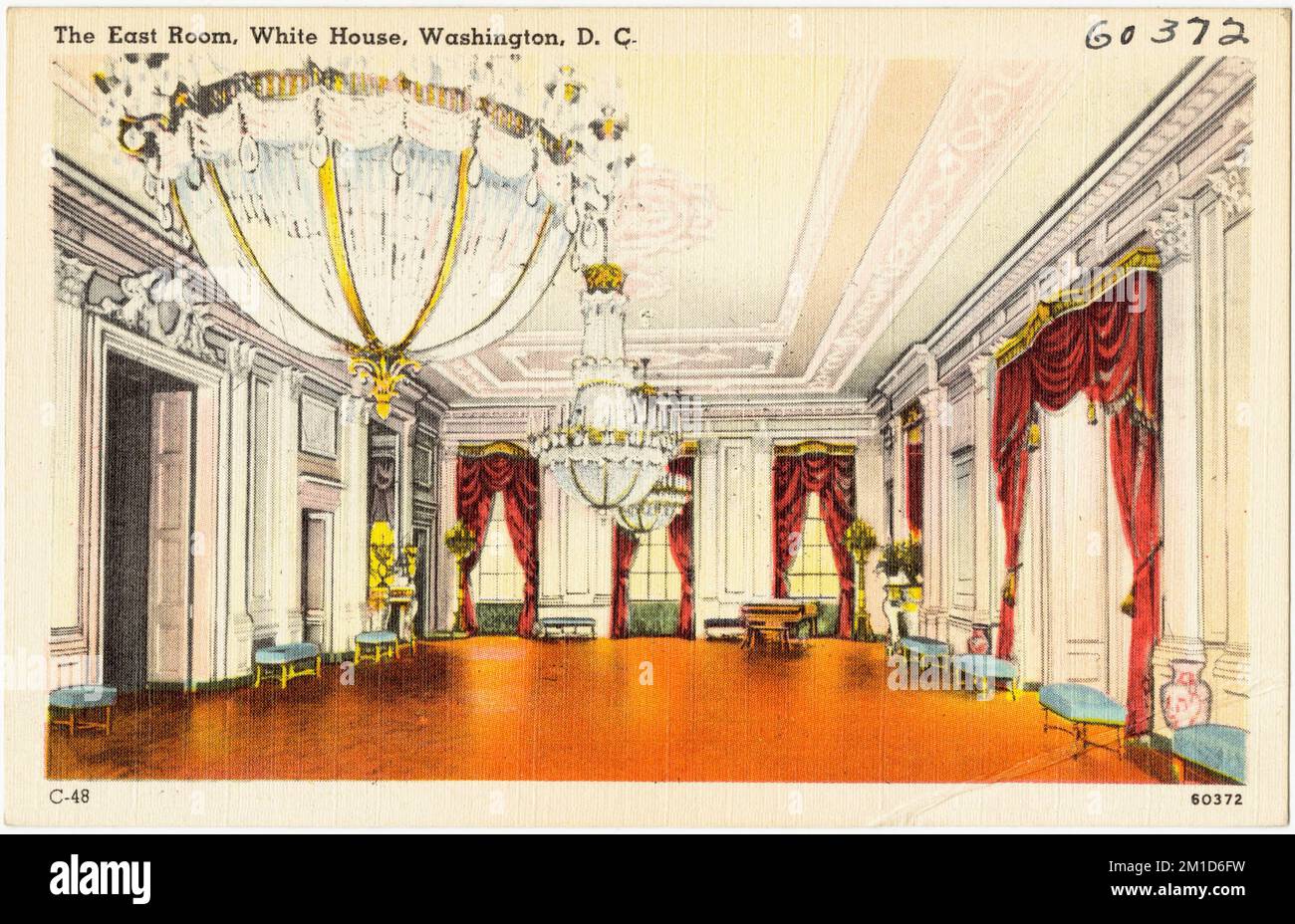 The East Room, White House, Washington, D. C. , installations gouvernementales, Tichnor Brothers Collection, cartes postales des États-Unis Banque D'Images