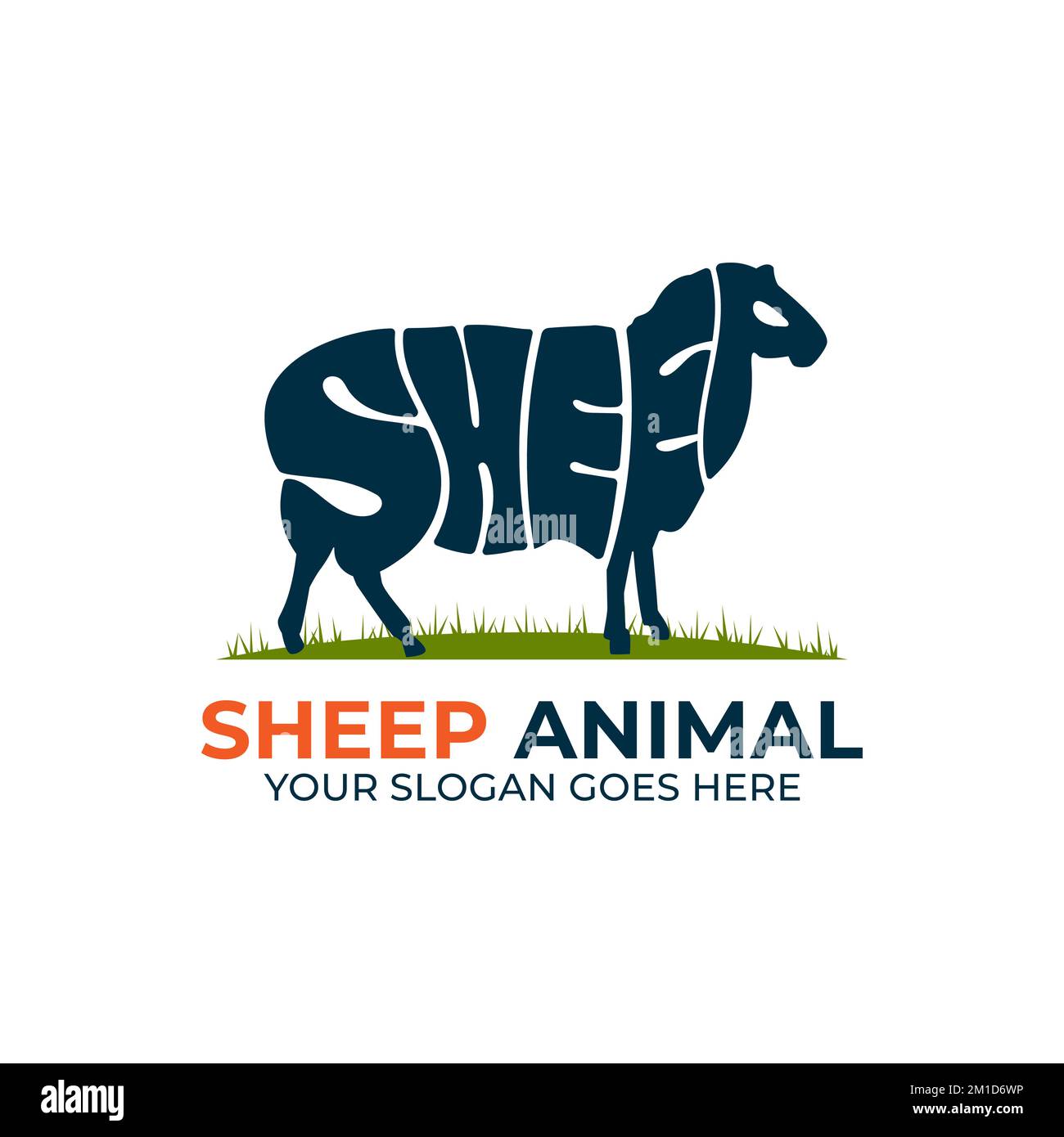 Logo animal de la ferme de mouton vecteur de conception, logo avec Warp texte dans la forme d'une illustration d'animal de mouton Illustration de Vecteur