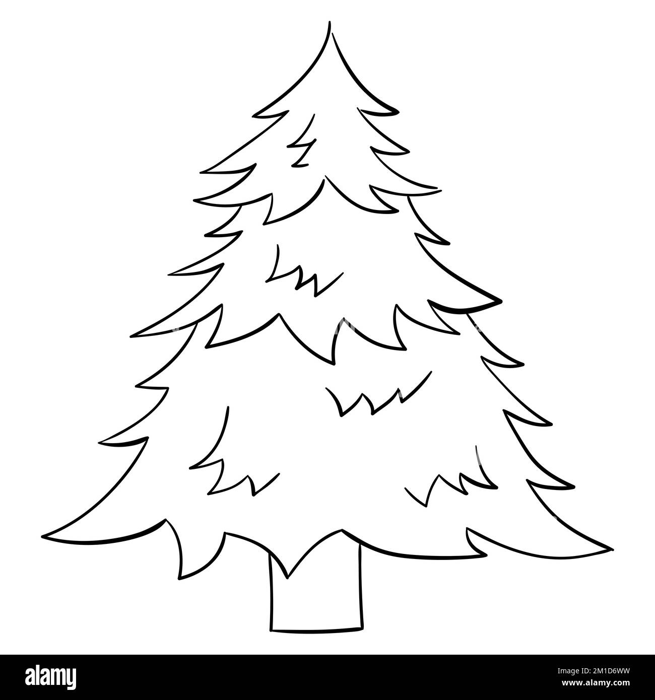 Dessin animé arbre de Noël pour les livres de coloriage. Design linéaire pour les livres de coloriage pour enfants. Illustration de Vecteur