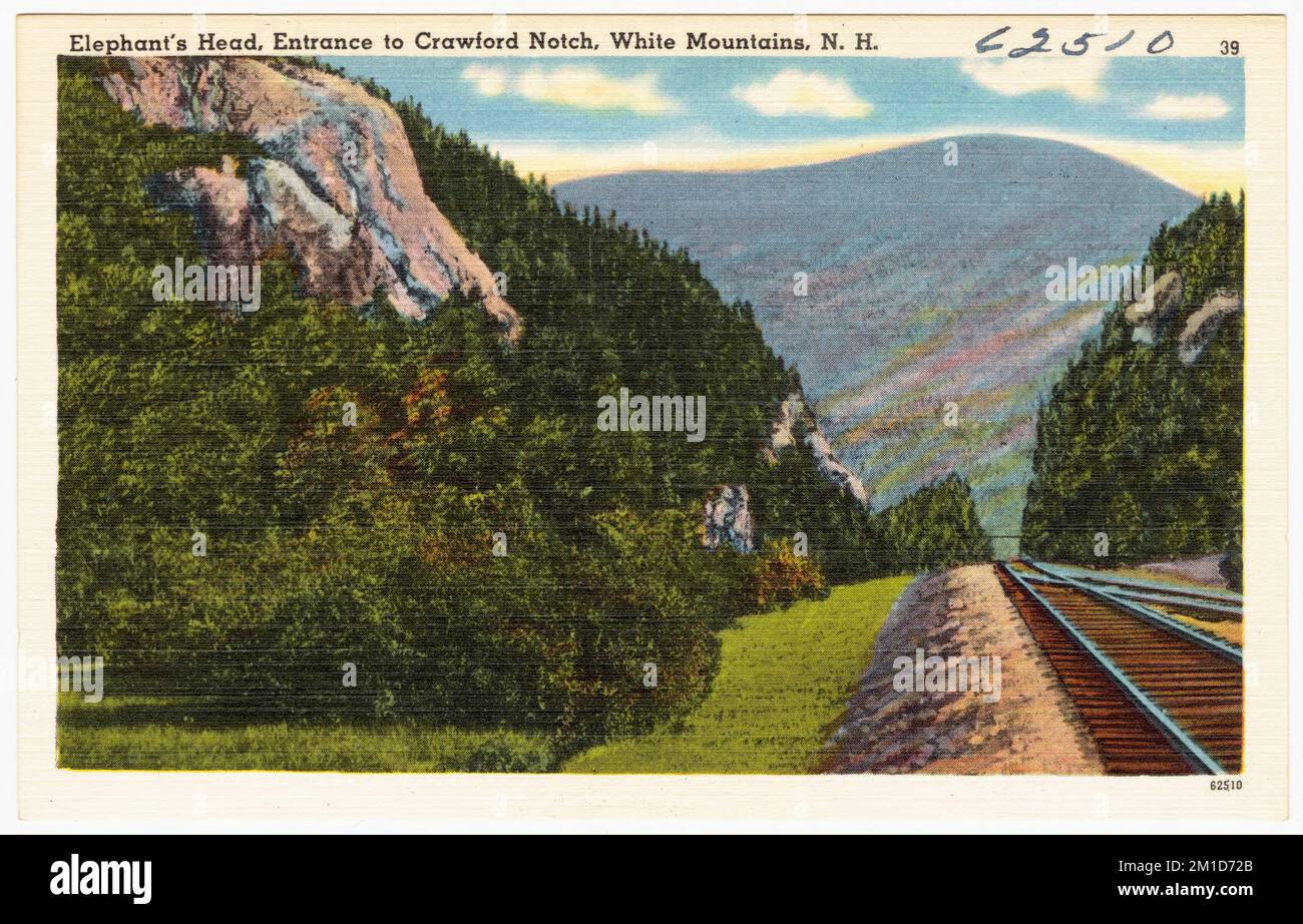 Elephant's Head, entrée à Crawford Notch, White Mountains, N.H. , Montagnes, Tichnor Brothers Collection, cartes postales des États-Unis Banque D'Images