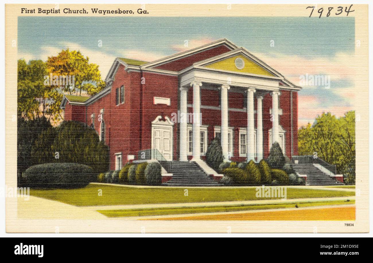 Première église baptiste, Waynesboro, Géorgie , Églises, Collection des frères Tichnor, cartes postales des États-Unis Banque D'Images Première église baptiste, Waynesboro, Géorgie , Églises, Collection des frères Tichnor, cartes postales des États-Unis Banque D'Images