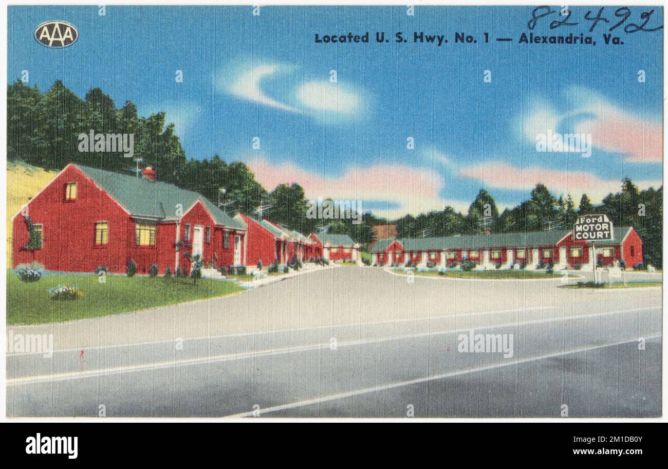 Ford Motor court, situé aux États-Unis Autoroute N° 1 -- Alexandrie, Virginie , Motels, Tichnor Brothers Collection, cartes postales des États-Unis Banque D'Images