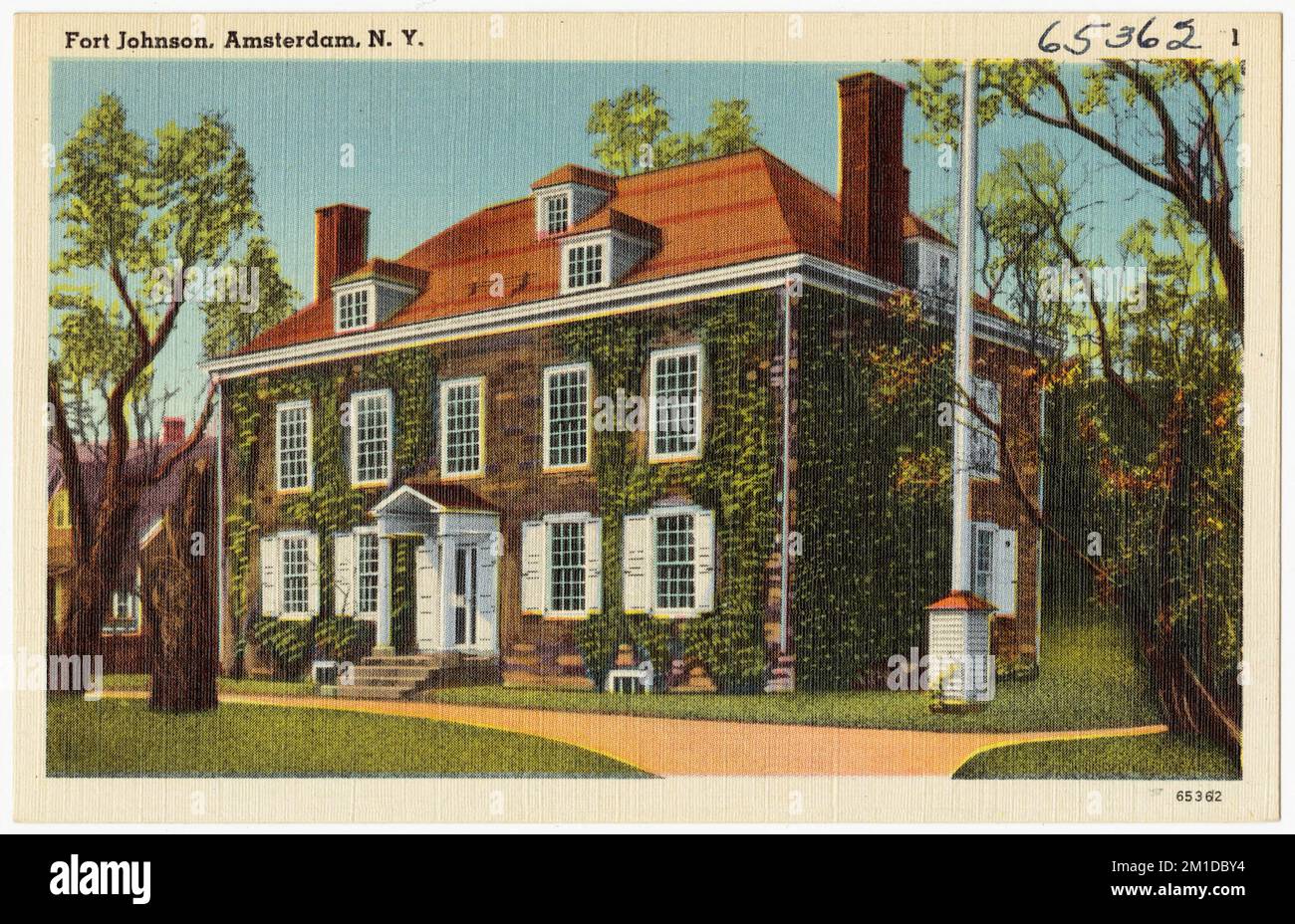 Fort Johnson, Amsterdam, N. Y. , Maisons, Collection des frères Tichnor, Cartes postales des États-Unis Banque D'Images