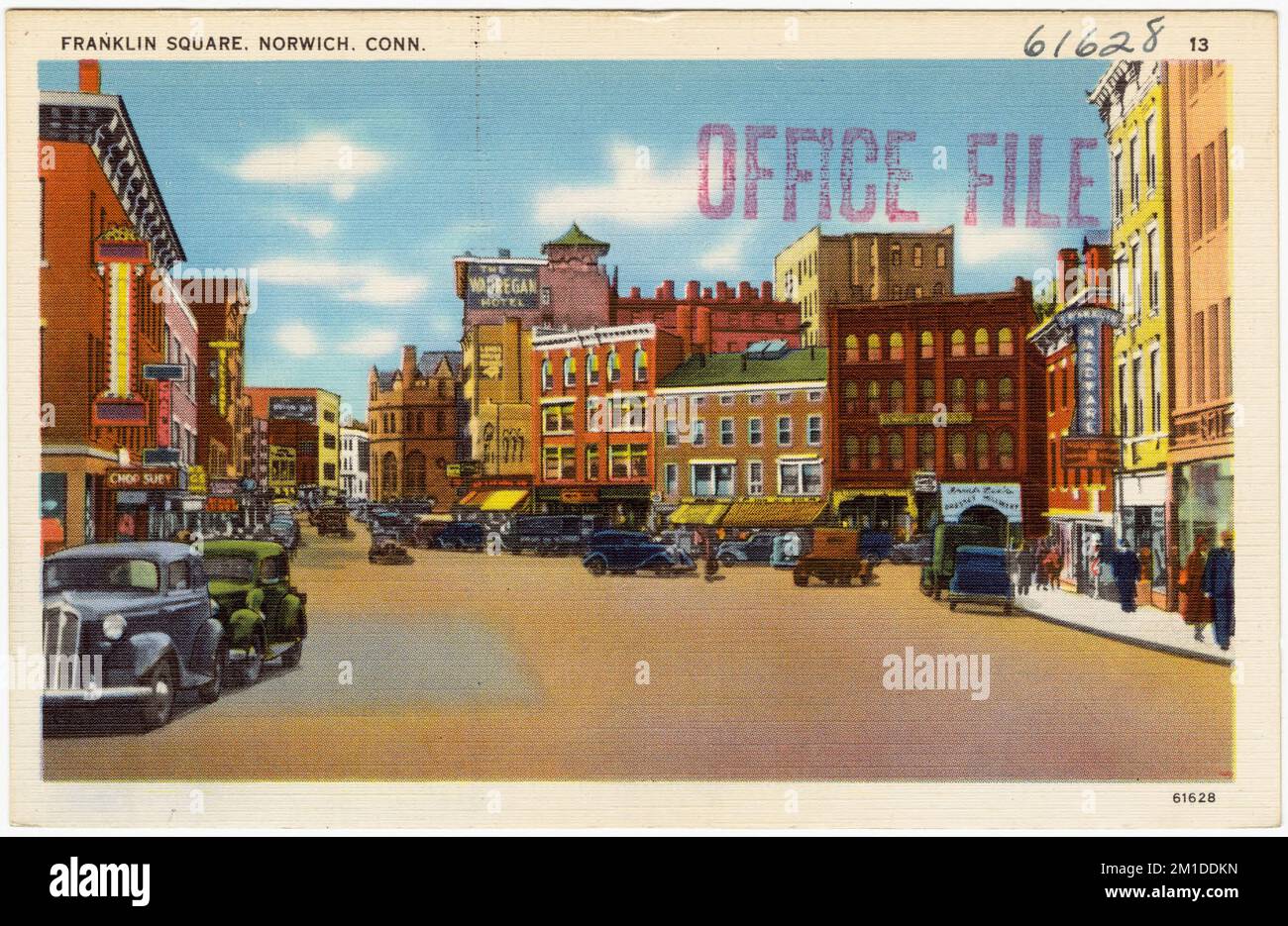 Franklin Square, Norwich, Connecticut , Villes et villages, Collection Tichnor Brothers, cartes postales des États-Unis Banque D'Images