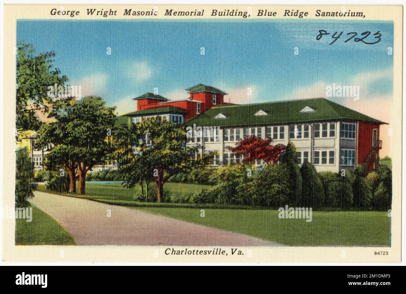 George Wright Masonic Memorial Building, Blue Ridge Sanatorium, Charlottesville, Virginie , Monuments et monuments commémoratifs, Collection des frères Tichnor, cartes postales des États-Unis Banque D'Images