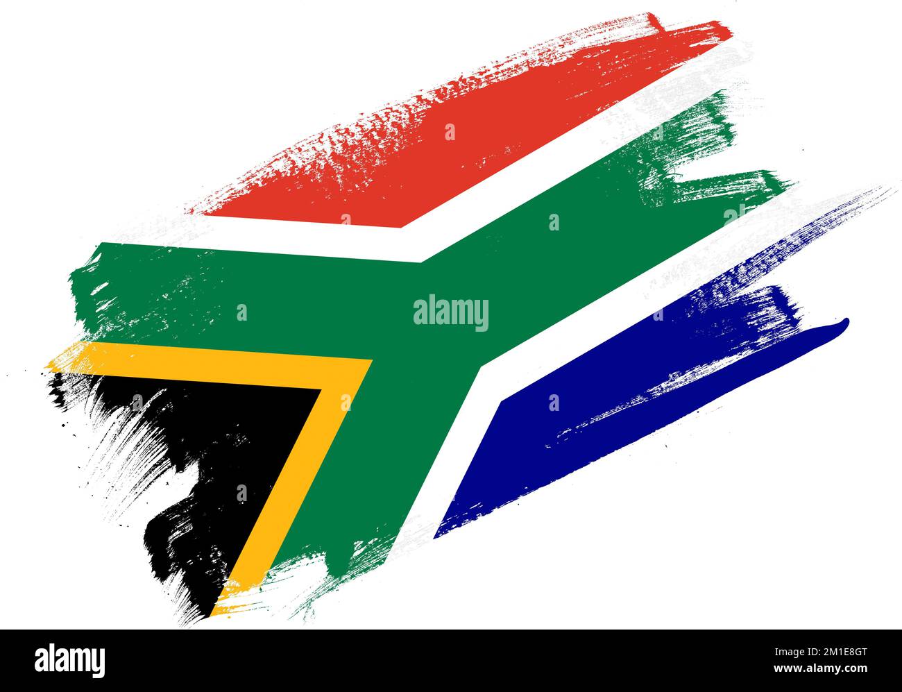 Pinceau abstrait drapeau texturé de l'afrique du Sud sur fond blanc Banque D'Images