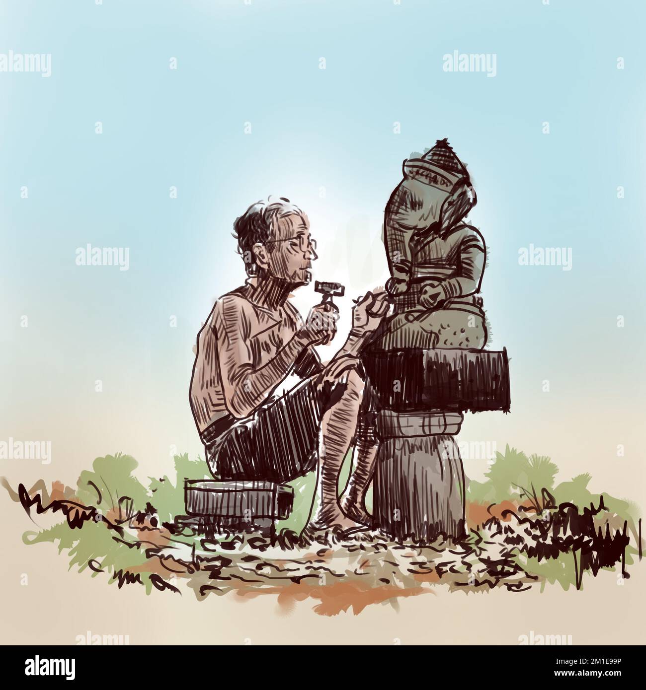 Réalisation de l'illustration Ganpati idol, illustration Lord Ganesh Chaturthi, festival Ganesh Chaturthi de l'Inde, illustration de l'art Lord Ganpati Banque D'Images