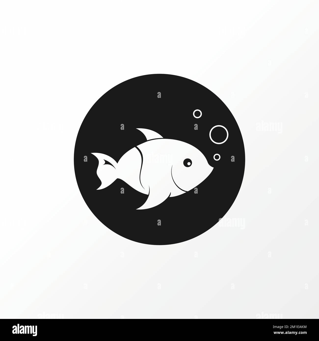 Incroyable poisson de natation dans un cercle noir image graphique icône logo design abstrait concept vecteur stock. Peut être utilisé comme symbole lié à la pêche ou à l'animal Illustration de Vecteur