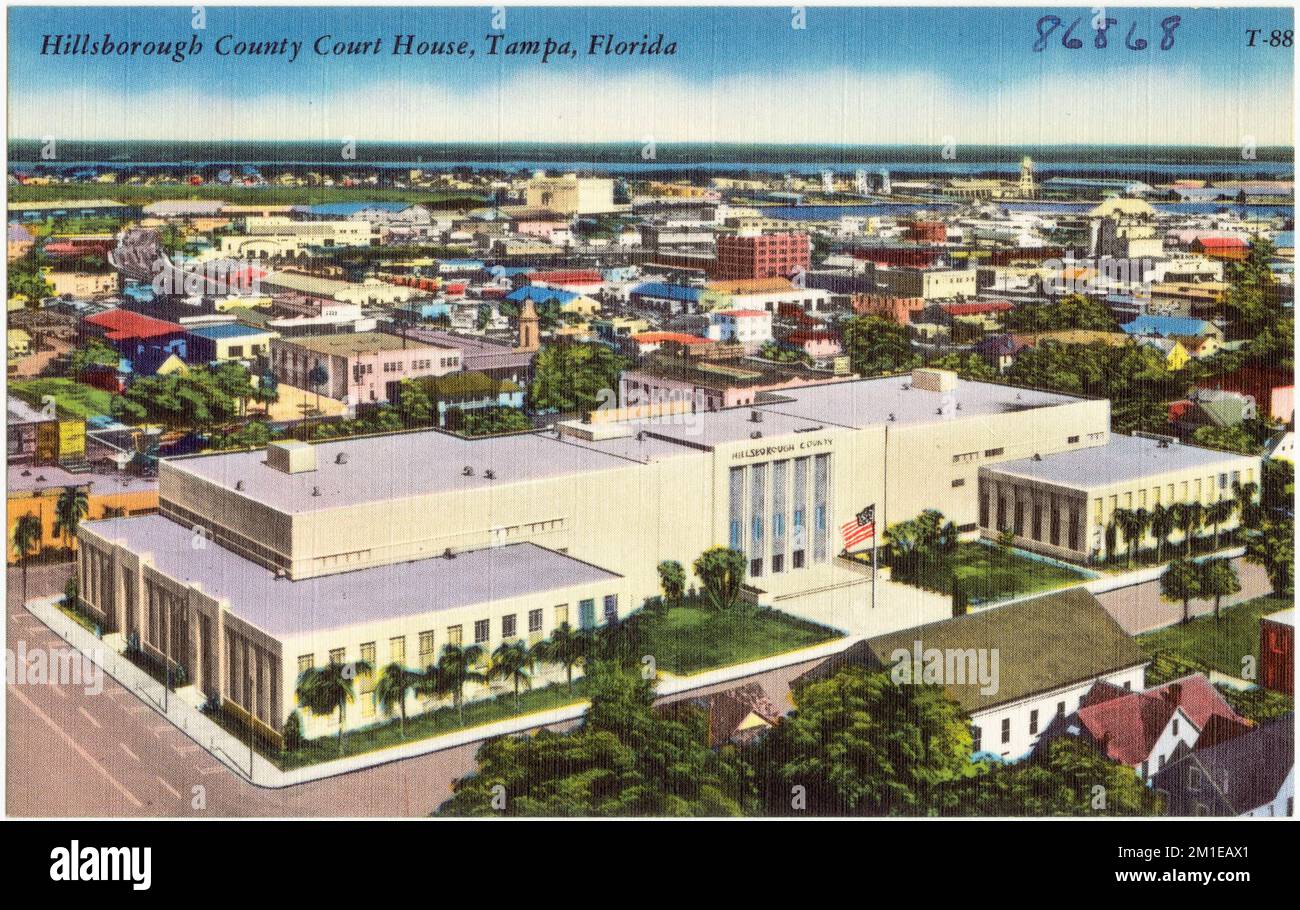 Hillsborough County court House, Tampa, Floride , palais de justice, Tichnor Brothers Collection, Cartes postales des États-Unis Banque D'Images