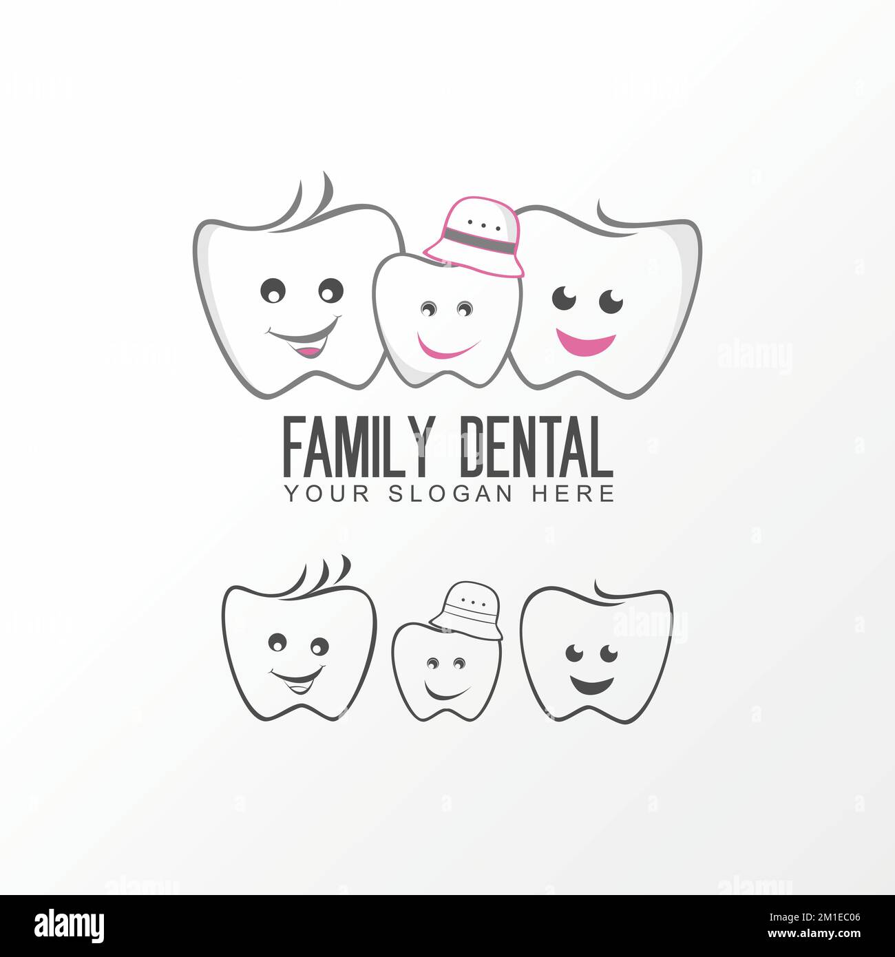 Dentaire, dents, dent caractère drôle de père, mère et enfant image graphique logo design abstrait concept vecteur stock lié à la santé ou à la famille Illustration de Vecteur