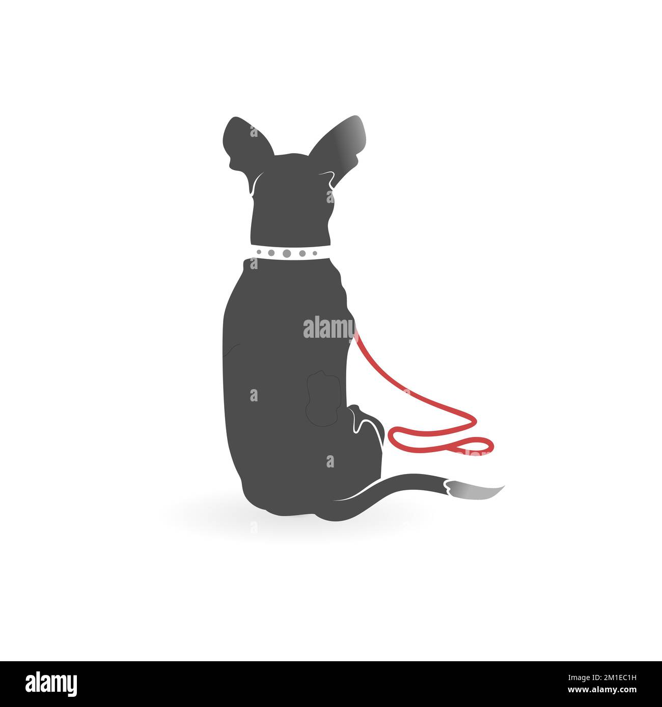 Chien artistique à l'arrière avec laisse image graphique icône logo design abstrait concept vecteur stock. Peut être utilisé comme symbole associé à un animal ou un animal de compagnie Illustration de Vecteur