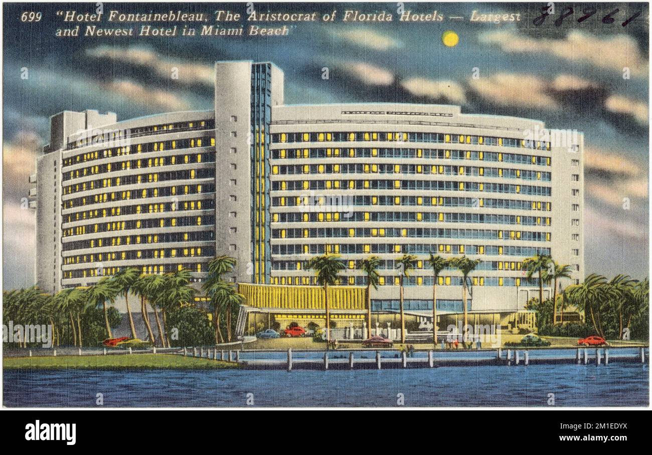 'Hotel Fontainebleau, l'aristocrate de Floride hôtels - plus grand et plus récent hôtel de Miami Beach' , Hôtels, Tichnor Brothers Collection, cartes postales des Etats-Unis Banque D'Images