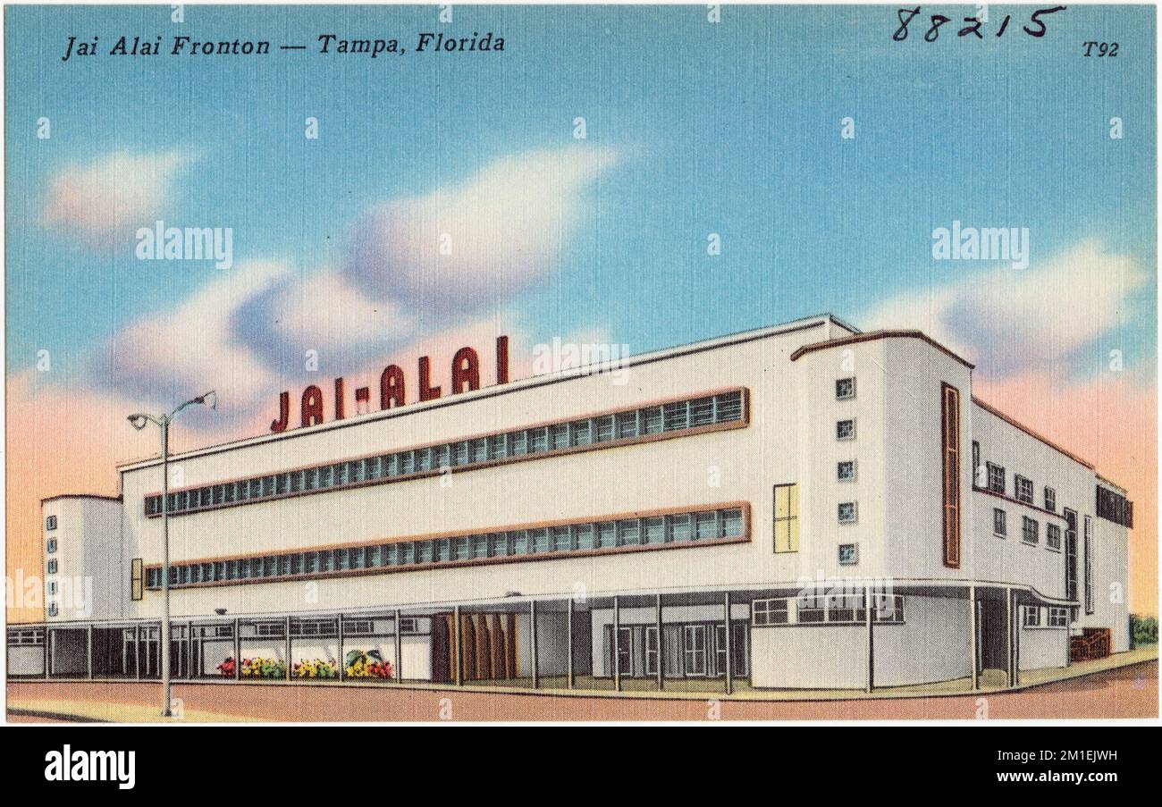 Jai-alai Fronton- Tampa, Floride, installations sportives et récréatives, Collection Tichlor Brothers, cartes postales des États-Unis Banque D'Images