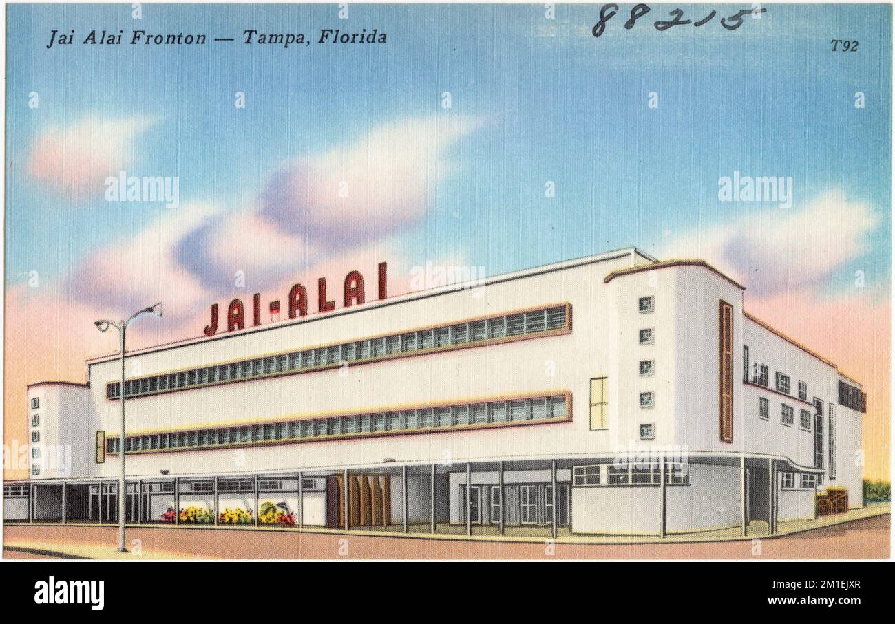 Jai-alai Fronton- Tampa, Floride, installations sportives et récréatives, Collection Tichlor Brothers, cartes postales des États-Unis Banque D'Images