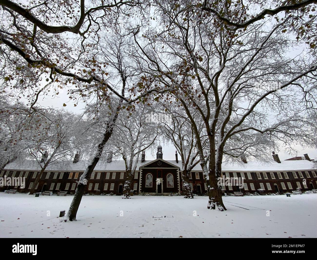 Musée de la maison à l'est de Londres pendant la tempête de neige Banque D'Images