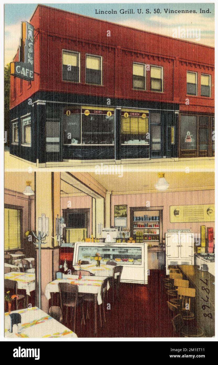 Liincoln Grill, U. S. 50, Vincennes, Ind. , Restaurants, Tichnor Brothers Collection, cartes postales des États-Unis Banque D'Images