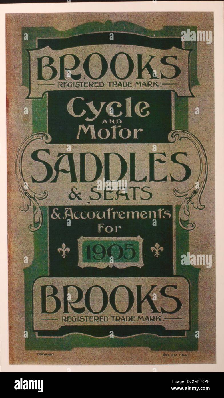 Brooks Angleterre bicyclette selle vintage art publicitaire Banque D'Images