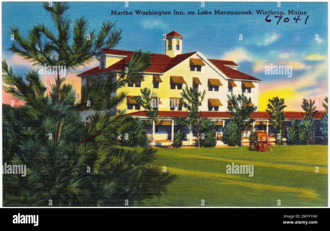 Martha Washington Inn, on Lake Maranacook, Winthrop, Maine , Motels, Tichnor Brothers Collection, cartes postales des États-Unis Banque D'Images