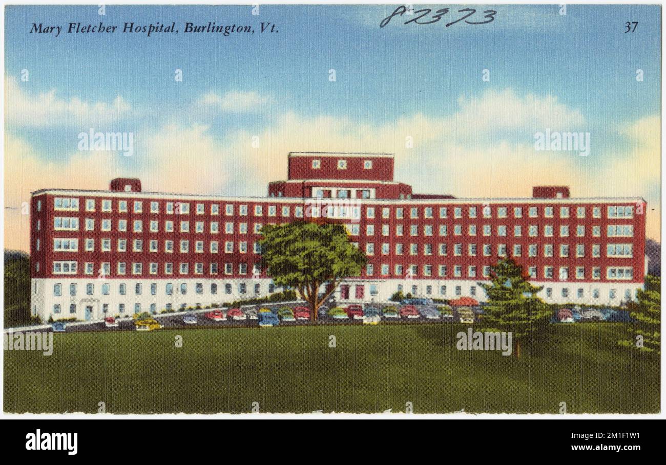 Mary Fletcher Hospital, Burlington, Vt , Hôpitaux, Tichnor Brothers Collection, cartes postales des États-Unis Banque D'Images