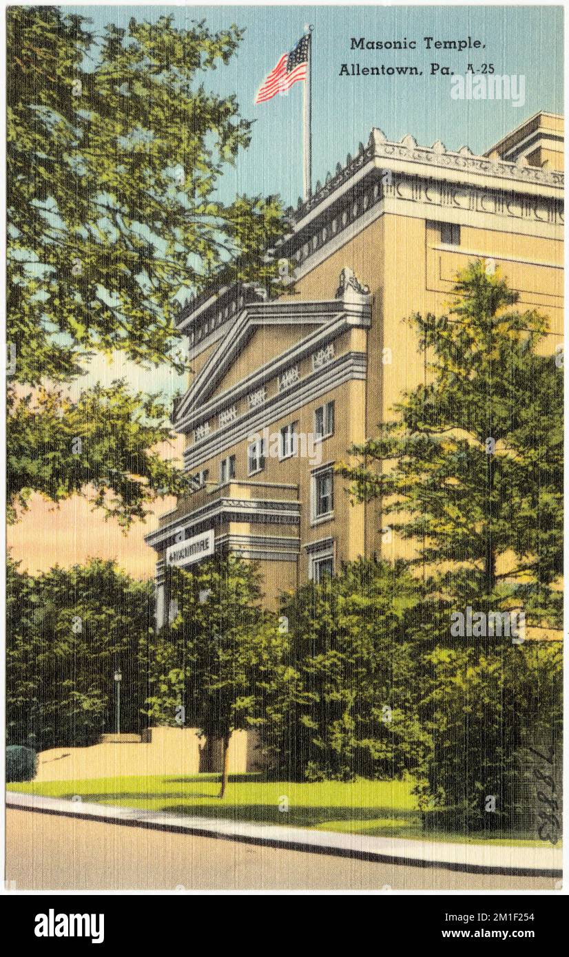 Temple maçonnique, Allenstown, Pennsylvanie. , Tichnor Brothers Collection, cartes postales des États-Unis Banque D'Images