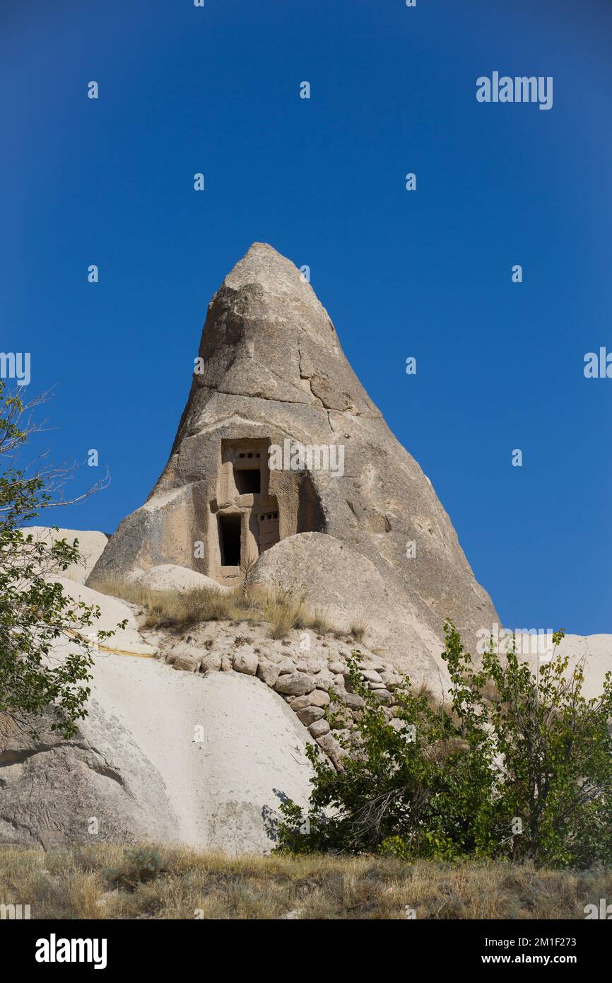 Grottes, vallée de Pigeon, Goreme, région de Cappadoce, province de Nevsehir, Turquie Banque D'Images