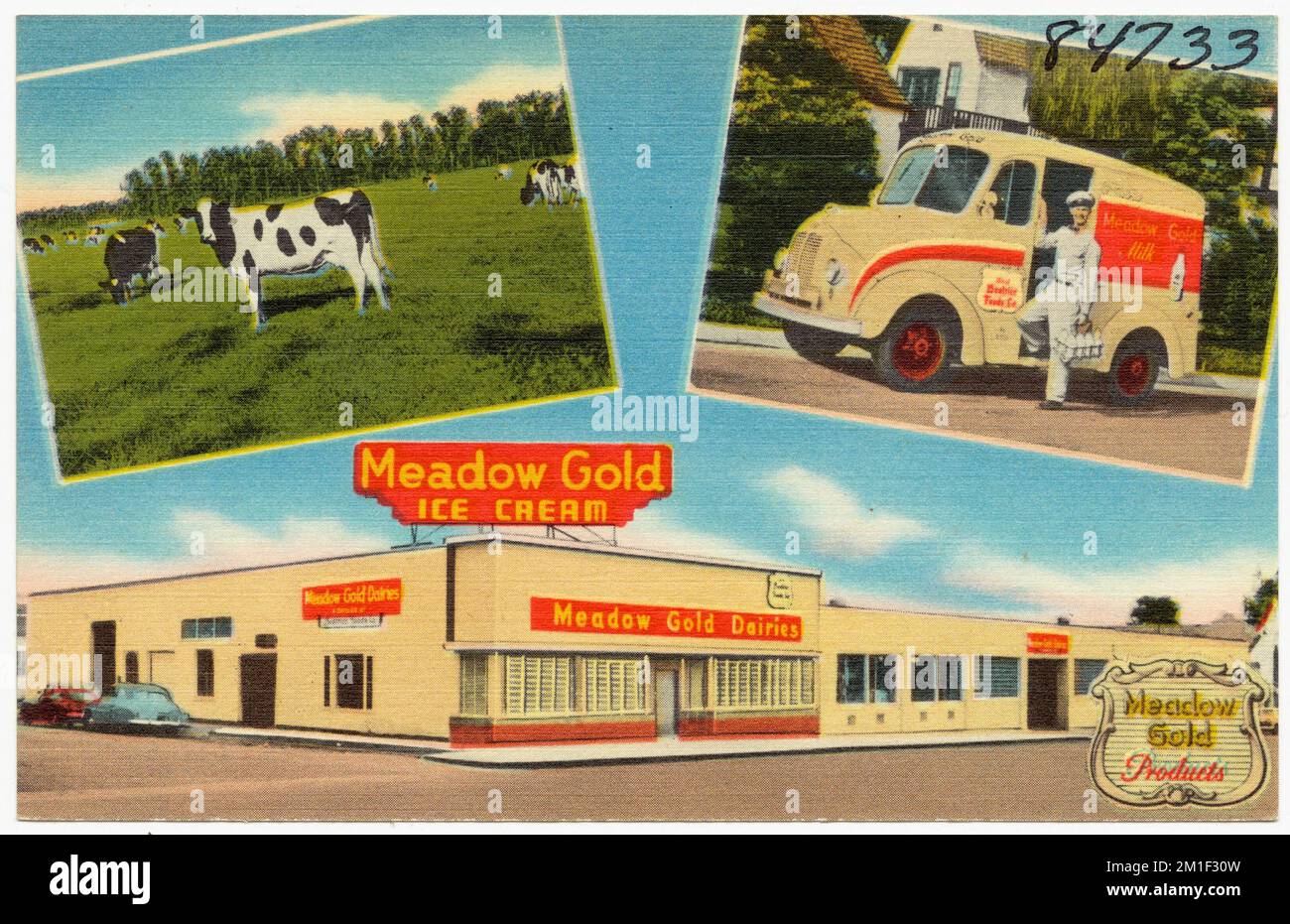 Prairie Gold Dairies , installations commerciales, Collection de frères Tichnor, cartes postales des États-Unis Banque D'Images