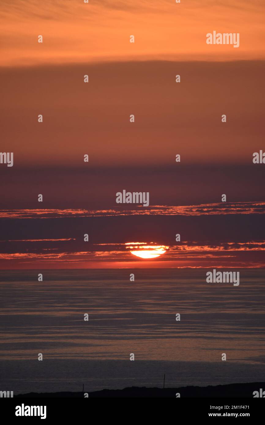 Red Sky de nuit Cornwall Royaume-Uni Banque D'Images