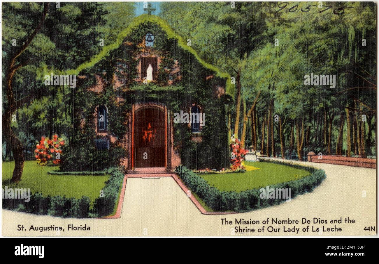 La mission de la nomination de Dios et le Sanctuaire de notre-Dame de la Leche, Saint Augustine, Floride , Églises, Collection de frères Tichnor, cartes postales des États-Unis Banque D'Images