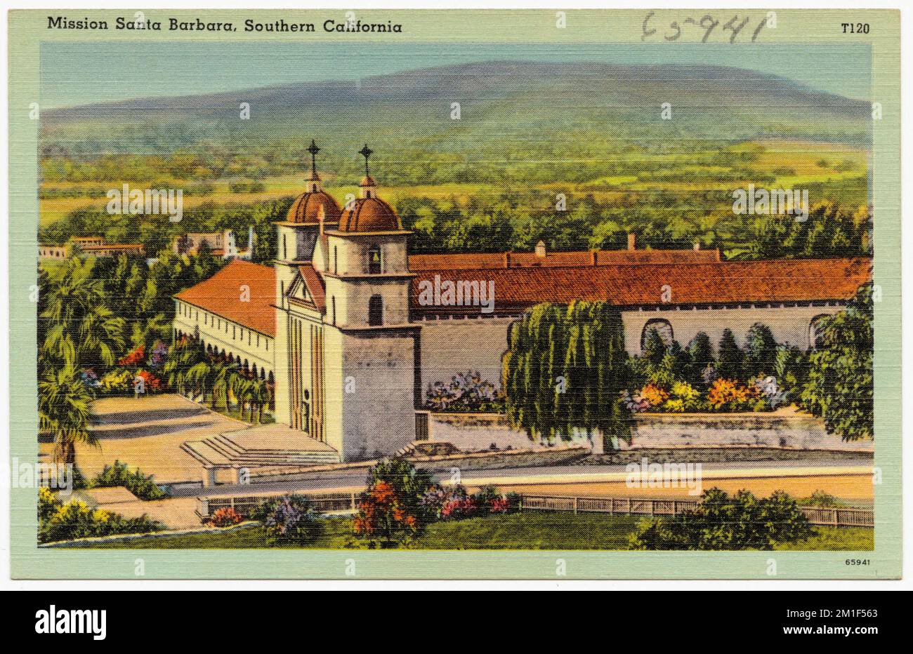 Mission Santa Barbara, Californie du Sud , installations religieuses, Collection des frères Tichnor, cartes postales des États-Unis Banque D'Images