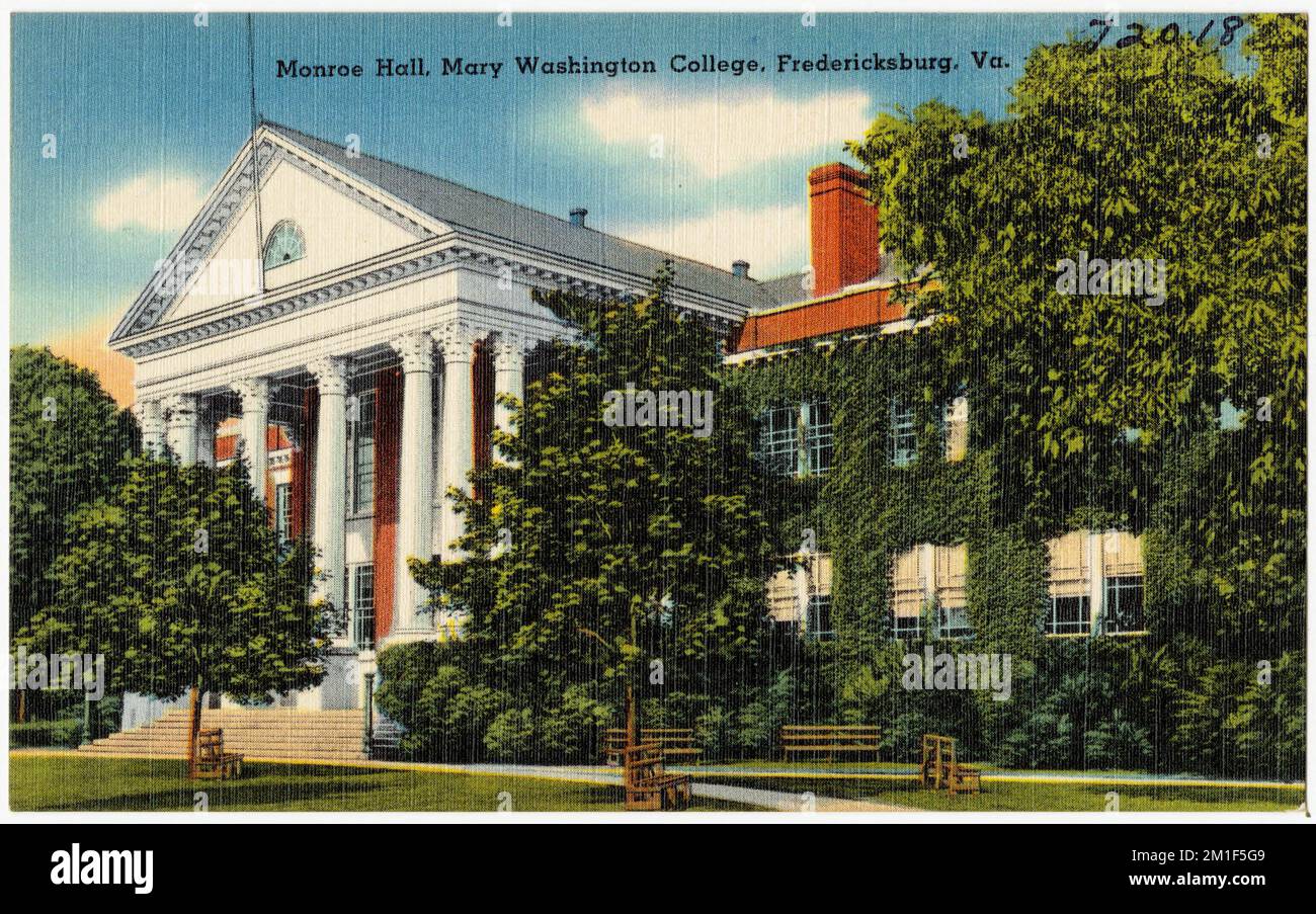 Monroe Hall, Mary Washington College, Fredericksburg, Virginie , Universités et collèges, Collection Tichnor Brothers, cartes postales des États-Unis Banque D'Images