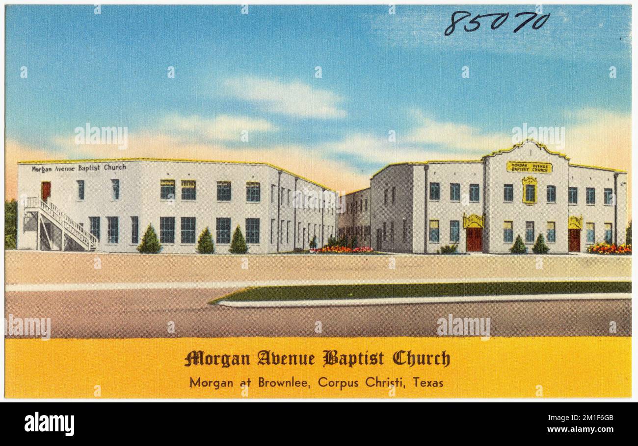 Morgan Avenue Baptist Church, Morgan at Brownlee, Corpus Christi, Texas , Églises, Tichnor Brothers Collection, cartes postales des États-Unis Banque D'Images