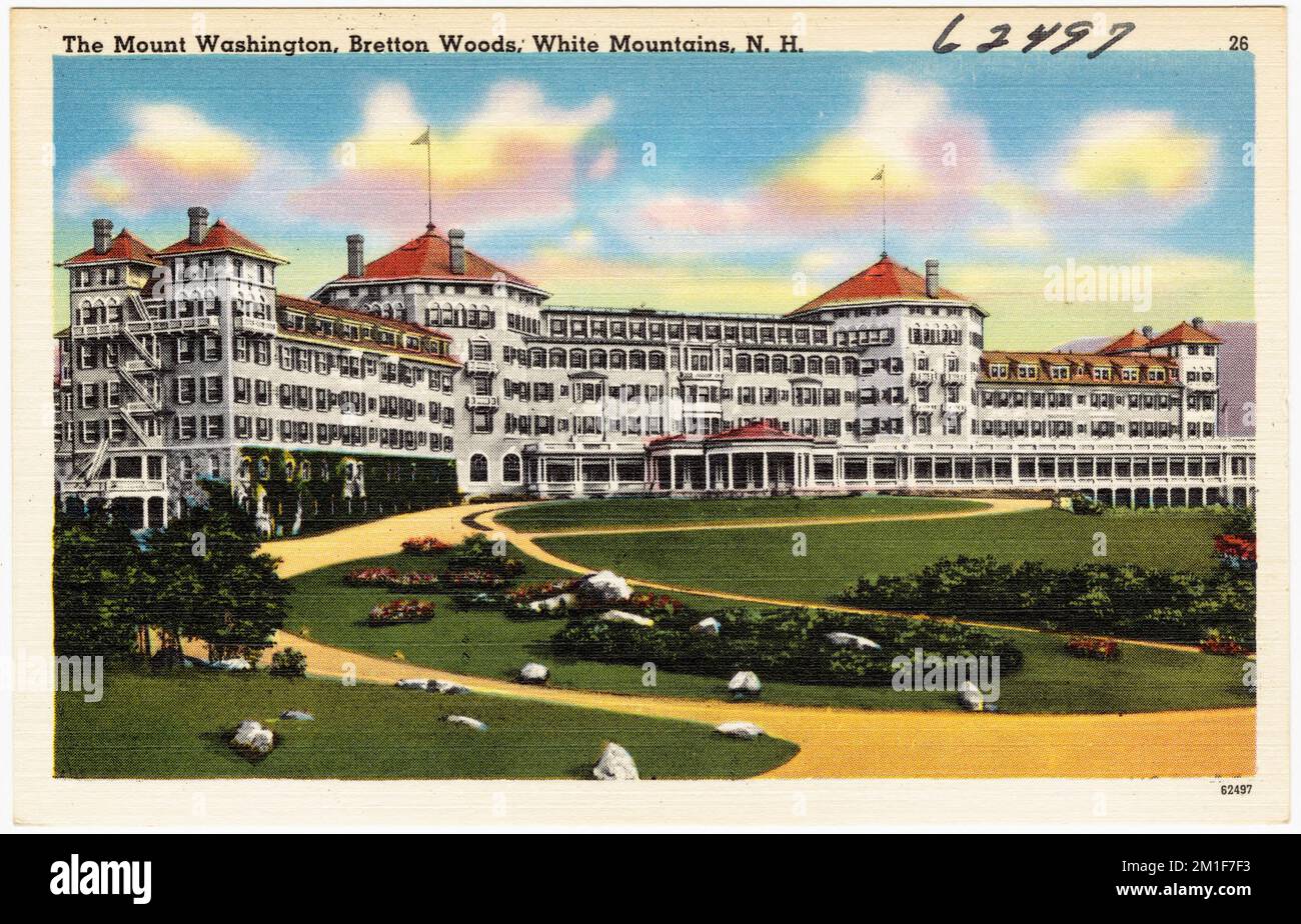 Le mont Washington, Bretton Woods, White Mountains, N.H. , Hôtels, Tichnor Brothers Collection, cartes postales des États-Unis Banque D'Images