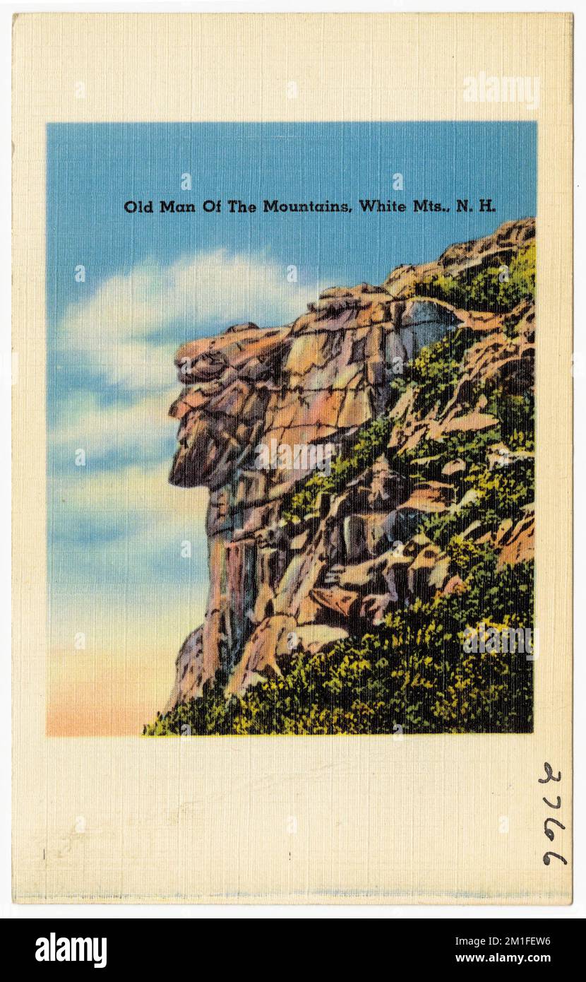 Old Man of the Mountains, White MTS., N.H. , Montagnes, Tichnor Brothers Collection, cartes postales des États-Unis Banque D'Images