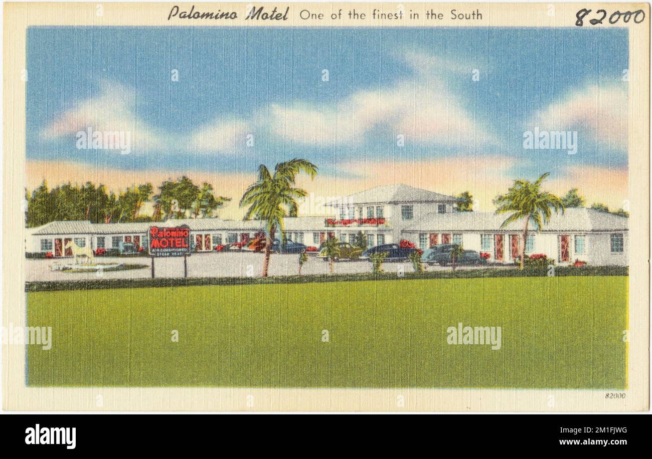 Palomino Motel, l'un des plus beaux du Sud , Motels, Tichnor Brothers Collection, cartes postales des États-Unis Banque D'Images