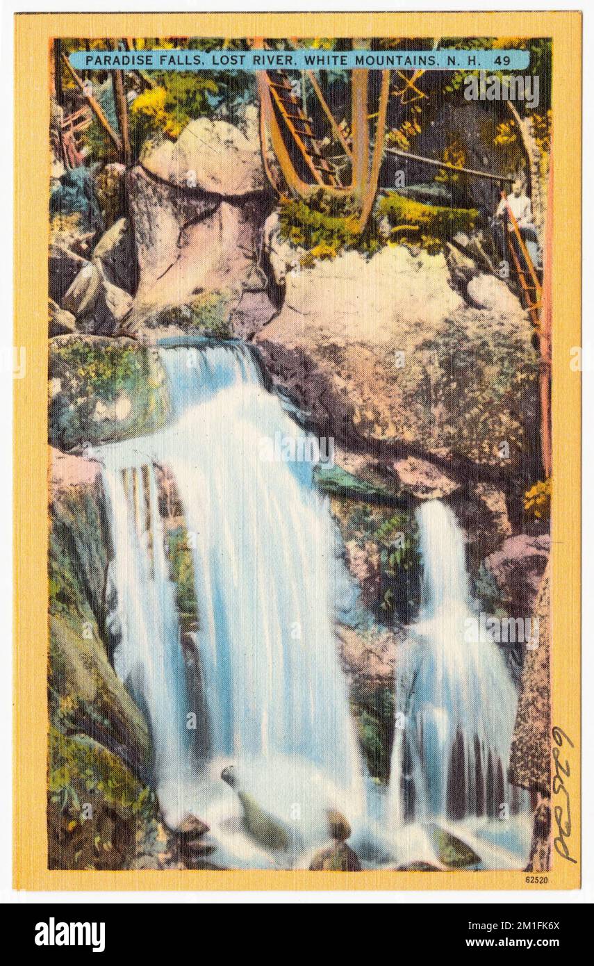 Paradise Falls, Lost River, White Mountains, N.H. , Waterfall, Tichnor Brothers Collection, cartes postales des États-Unis Banque D'Images