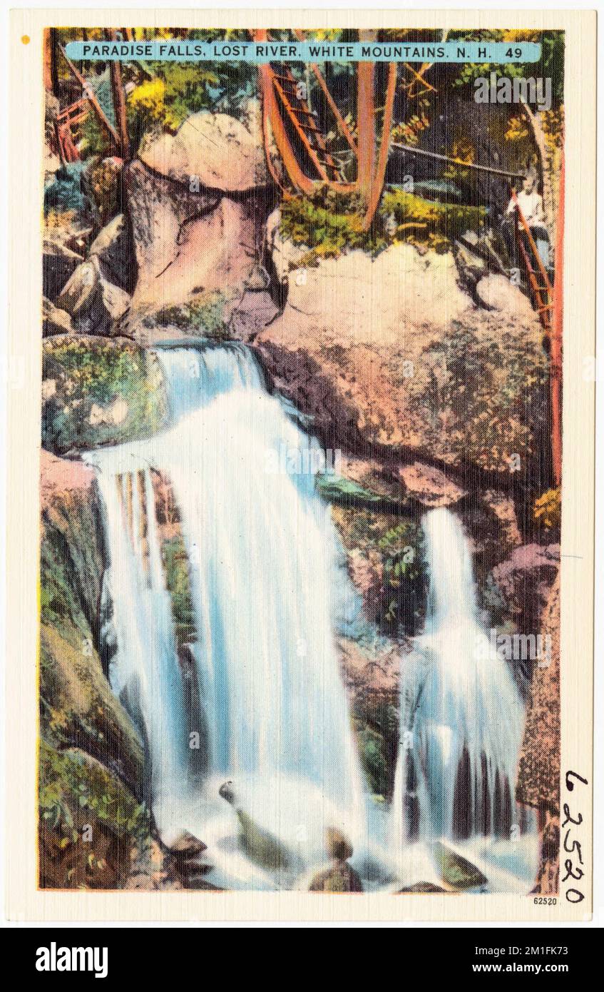 Paradise Falls, Lost River, White Mountains, N.H. , Waterfall, Tichnor Brothers Collection, cartes postales des États-Unis Banque D'Images