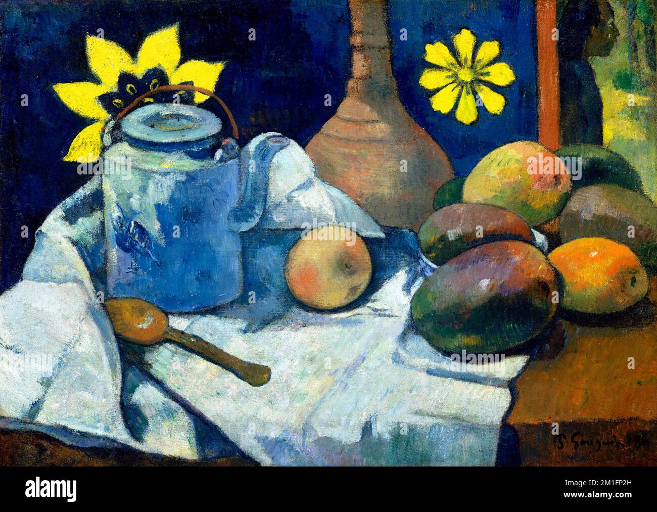 Encore la vie avec le thé et les fruits par Paul Gauguin (1848-1903), huile sur toile, 1896 Banque D'Images