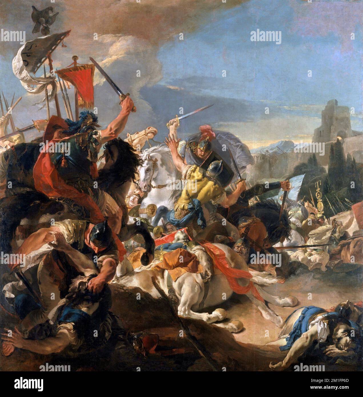 La bataille de Vercellae par Giovanni Battista Tiepolo (1696-1770), huile sur toile, 1725-29 Banque D'Images