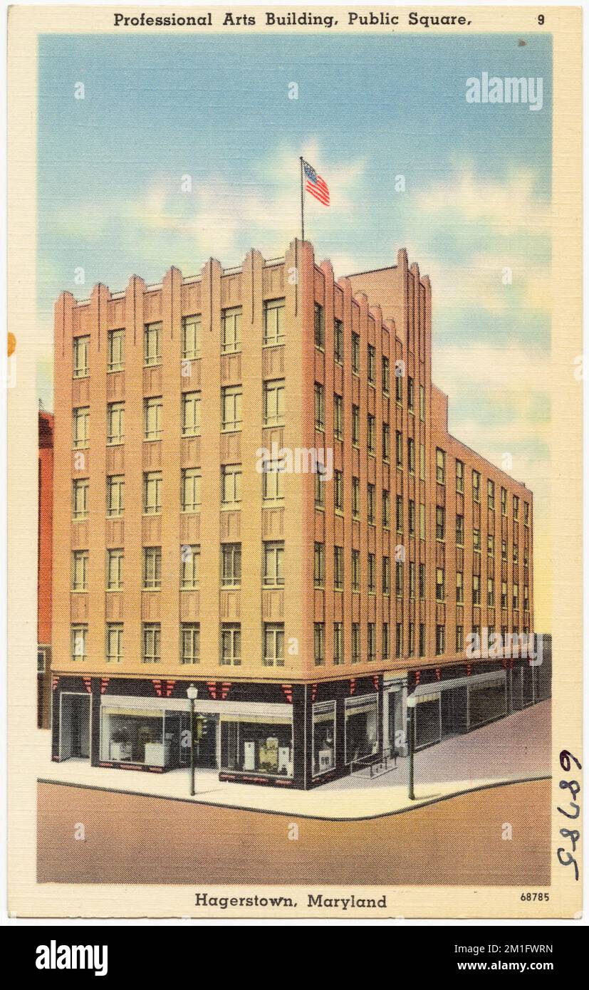 Professional Arts Building, place publique, Hagerstown, Maryland , installations commerciales, Tichnor Brothers Collection, cartes postales des États-Unis Banque D'Images