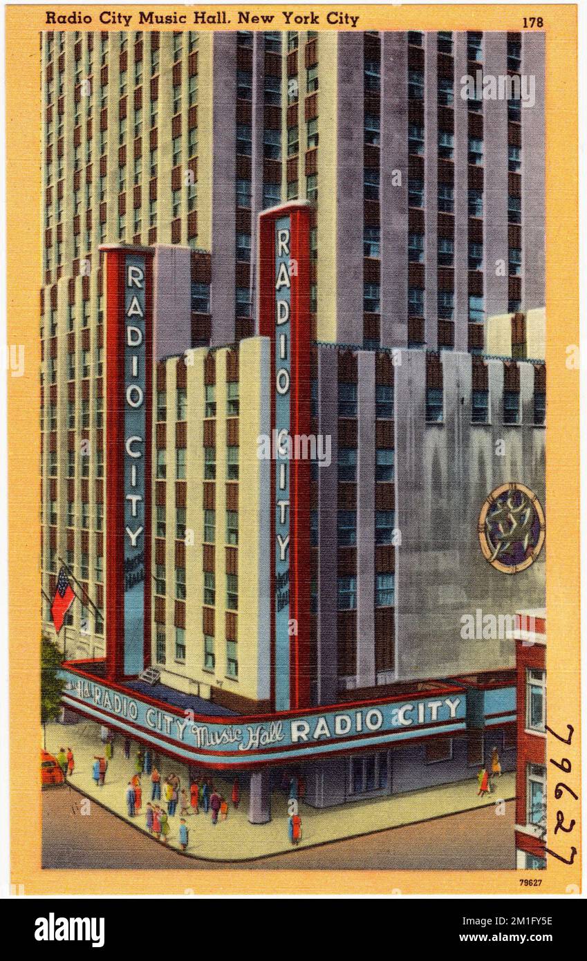 Radio City Music Hall, New York City , théâtres, Tichnor Brothers Collection, cartes postales des États-Unis Banque D'Images