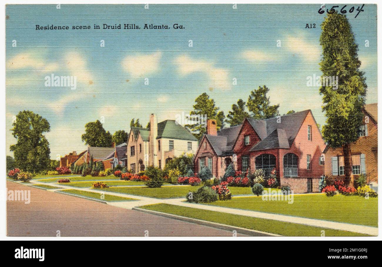 Résidence à Druid Hills, Atlanta, Géorgie , Maisons, Collection des frères Tichnor, cartes postales des États-Unis Banque D'Images
