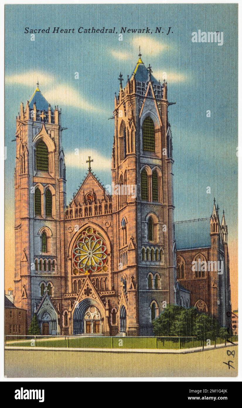 Cathédrale du cœur sacré, Newark, N. J. , Églises, Collection des frères Tichnor, Cartes postales des États-Unis Banque D'Images