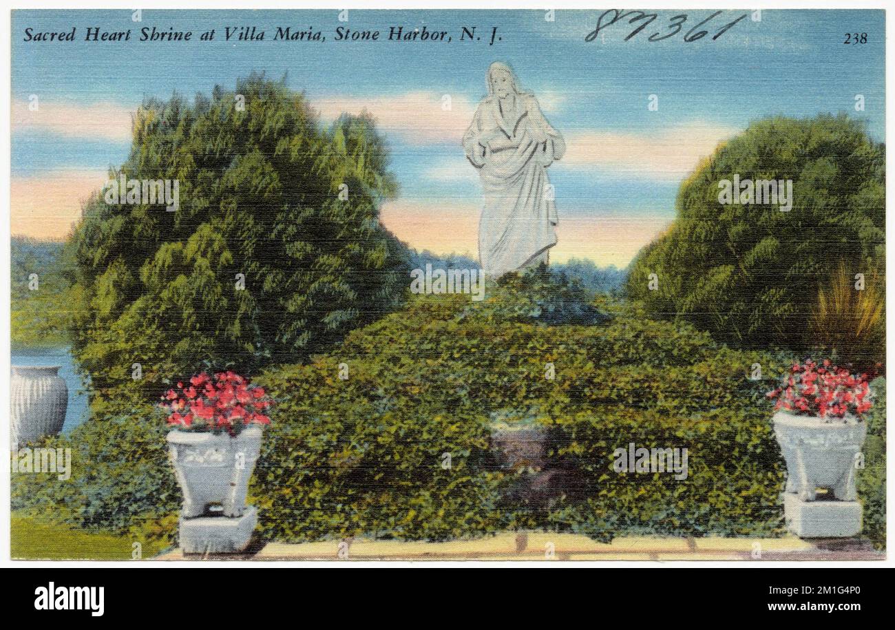 Sanctuaire du coeur sacré à Villa Maria, Stone Harbour, N. J. , installations religieuses, Collection des frères Tichnor, Cartes postales des États-Unis Banque D'Images