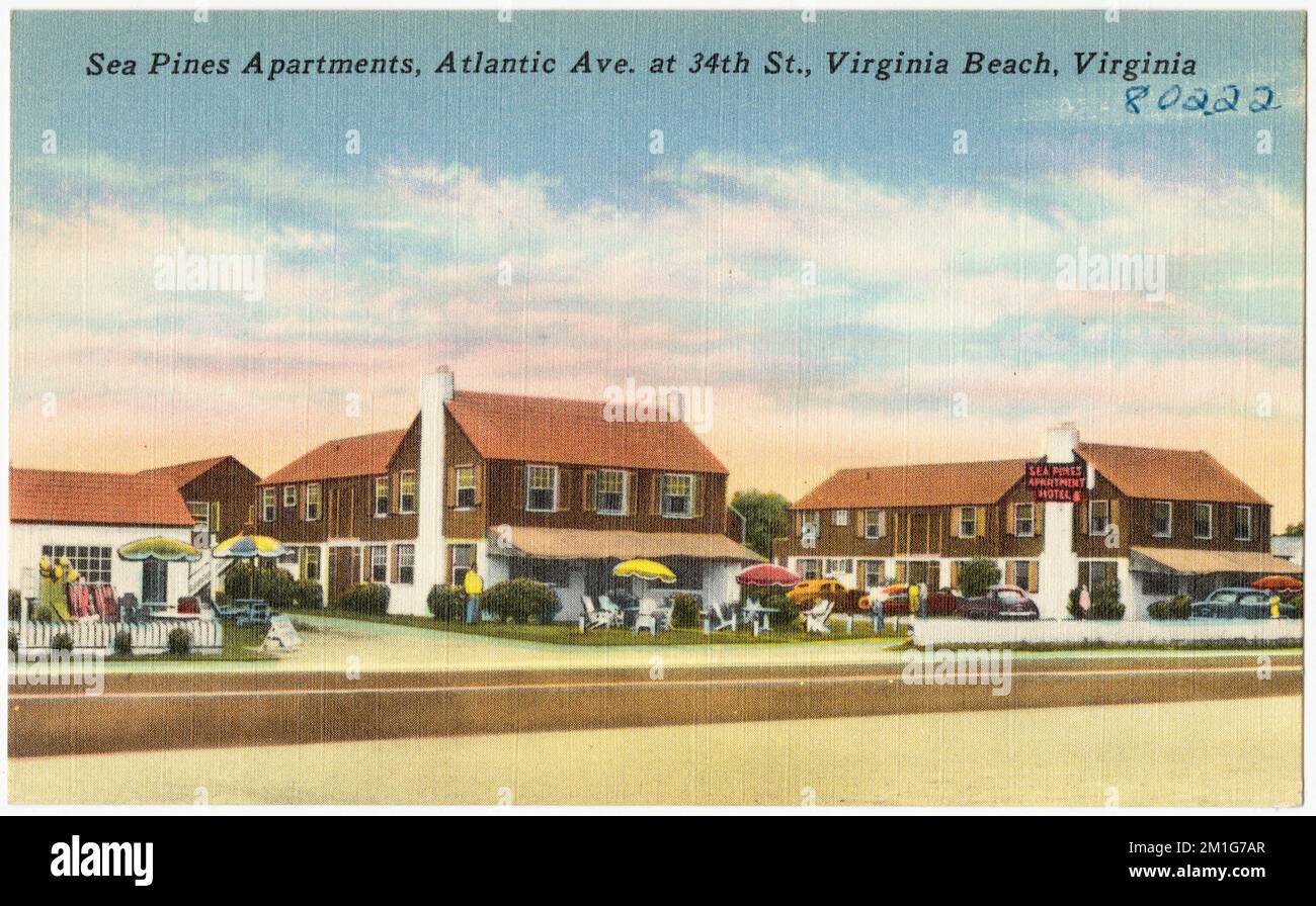 Sea Pines Apartments, Atlantic Ave. At 34th St., Virginia Beach, Virginia , Tichnor Brothers Collection, cartes postales des États-Unis Banque D'Images
