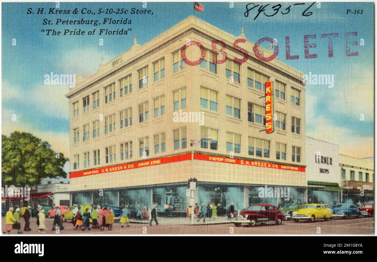 S. H. Kress & Co., 5-10-25c magasin, St. Petersbourg, Floride, 'la fierté de la Floride' , installations commerciales, Tichnor Brothers Collection, cartes postales des États-Unis Banque D'Images