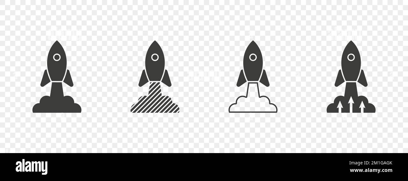 Icônes Rocket définies. Lancement du vaisseau spatial. Icônes vaisseau spatial et fusée. Concept d'entreprise satellite. Illustration vectorielle Illustration de Vecteur