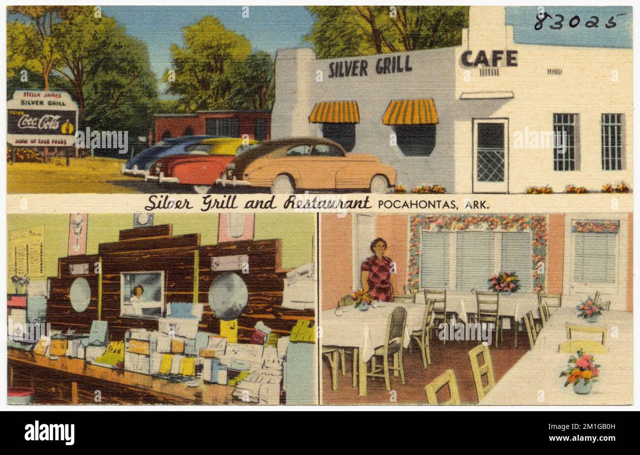 Silver Grill and Restaurant, Pocahontas, Arche. , Restaurants, Tichnor Brothers Collection, cartes postales des États-Unis Banque D'Images