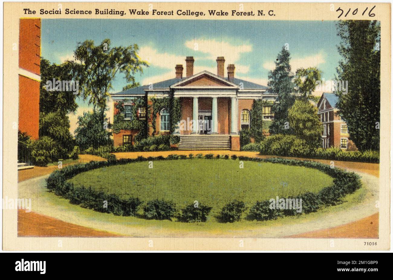 The social Science Building, Wake Forest College, Wake Forest, N. C. , universités et collèges, Tichnor Brothers Collection, cartes postales des États-Unis Banque D'Images