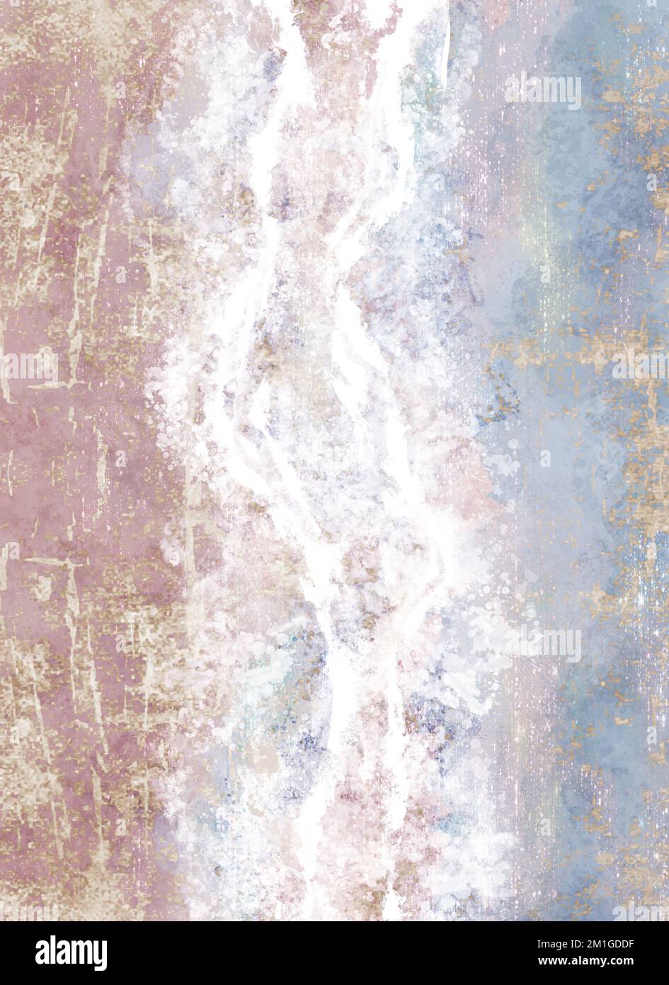 Plage moderne de Boho Sea avec imprimé vagues. Résumé arrière-plan minimal. Art mural bohémien imprimable, poster boho, art abstrait pastel, paysage Banque D'Images