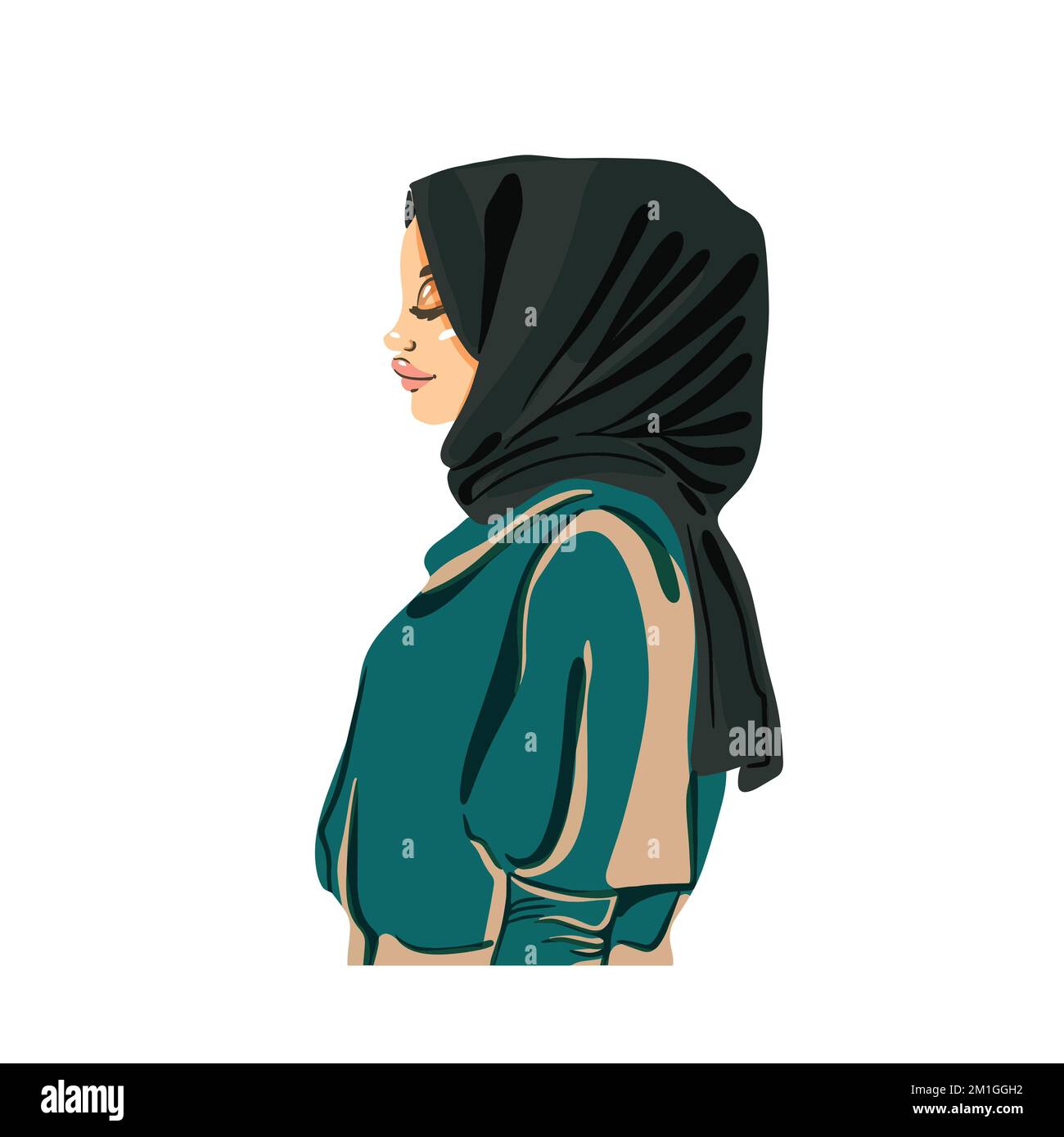 Dessin animé portrait plat de belle fille dans hijab. Élégante d'une jeune  femme musulmane. Illustration du stock vectoriel. Culture arabe Image  Vectorielle Stock - Alamy